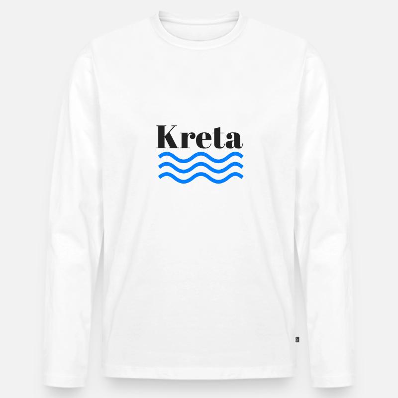 Kreta Welle - Männer Premium Bio Langarmshirt - Weiß