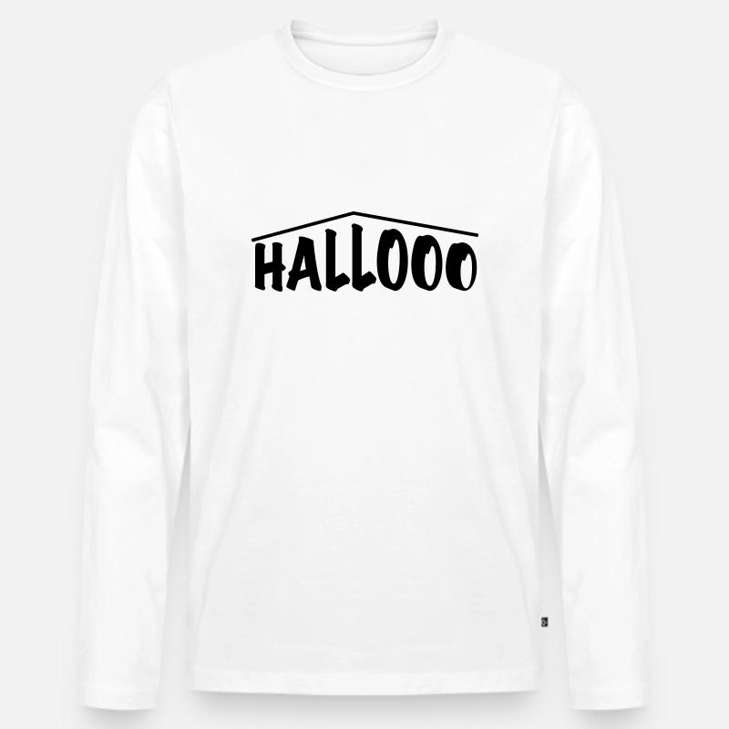 hallooo - Männer Premium Bio Langarmshirt - Weiß