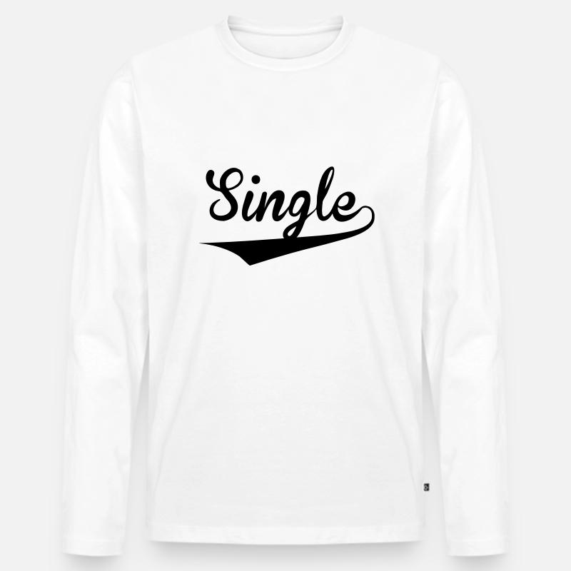 single - Männer Premium Bio Langarmshirt - Weiß