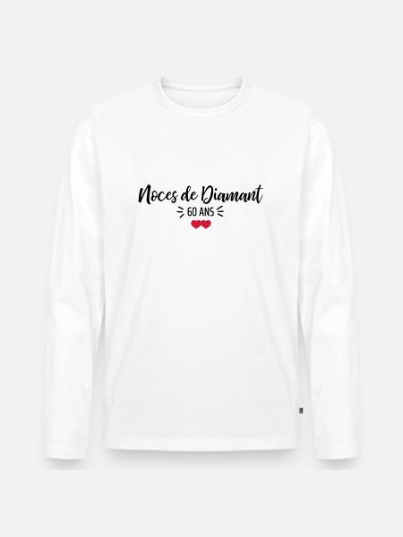 noces de Diamant - T-shirt manches longues Premium bio Homme - blanc
