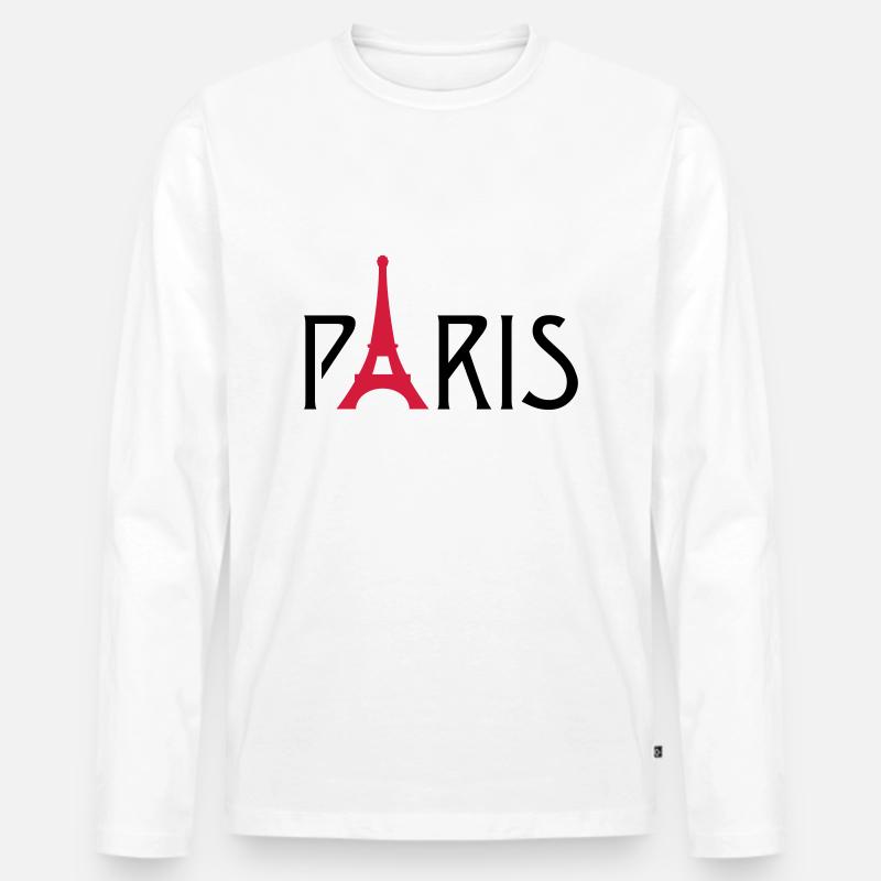 Paris Eiffelturm - Männer Premium Bio Langarmshirt - Weiß