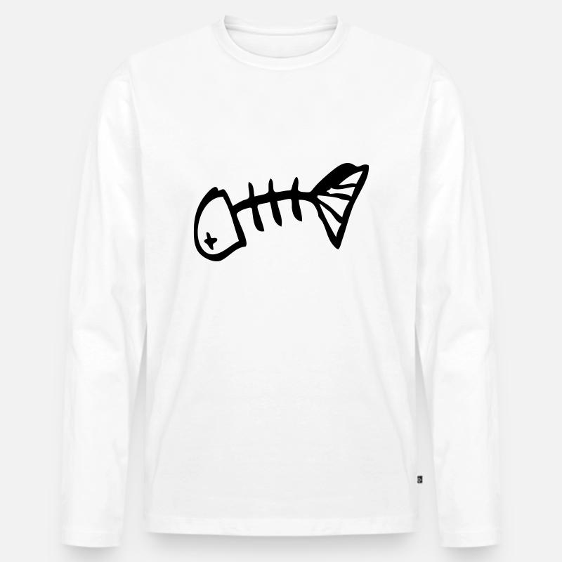 Fischgrätmuster - Männer Premium Bio Langarmshirt - Weiß