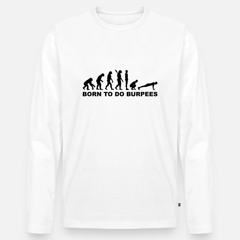 Evolution Burpees - T-shirt manches longues Premium bio Homme - blanc