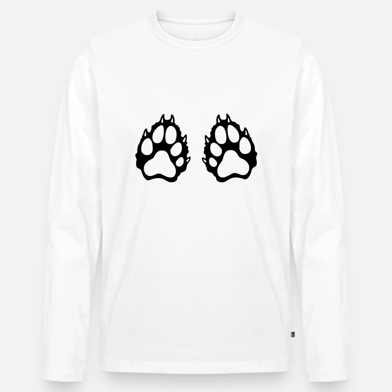Bär - Männer Premium Bio Langarmshirt - Weiß