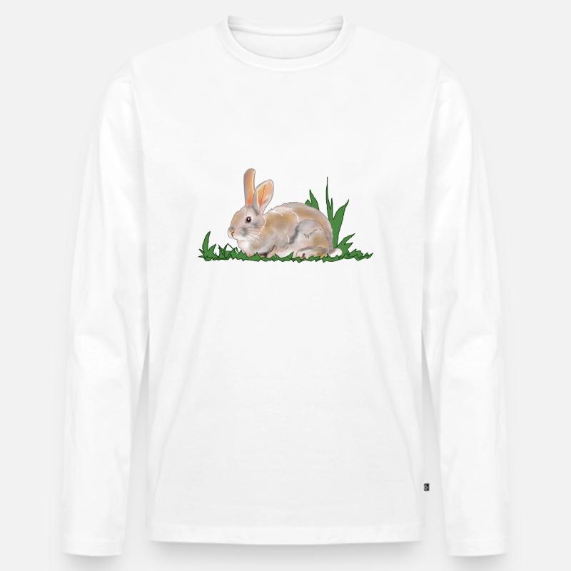 Hase, Kaninchen, Frühling - Männer Premium Bio Langarmshirt - Weiß