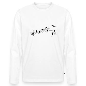 Musikbar mit Vögeln als Noten. - Männer Premium Bio Langarmshirt - Weiß - Vorne - Nico (187cm)