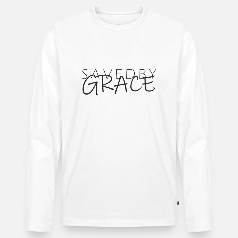 saved by grace - Männer Premium Bio Langarmshirt - Weiß