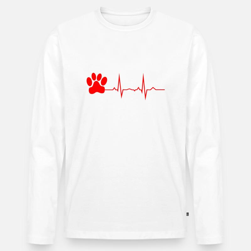 Herzschlag Pfote Tiere - Männer Premium Bio Langarmshirt - Weiß