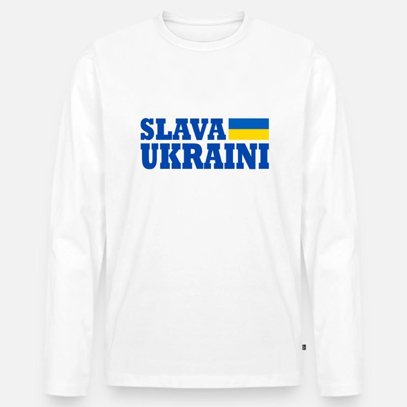 Slava ukraini - Männer Premium Bio Langarmshirt - Weiß