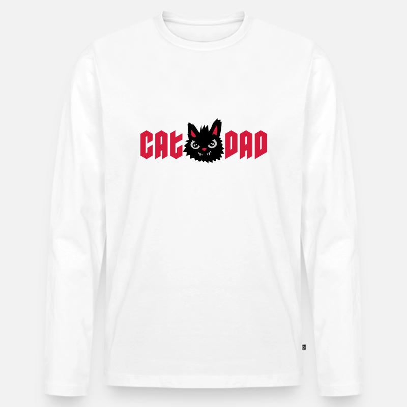 Wilder Kater Cat Dad - Männer Premium Bio Langarmshirt - Weiß