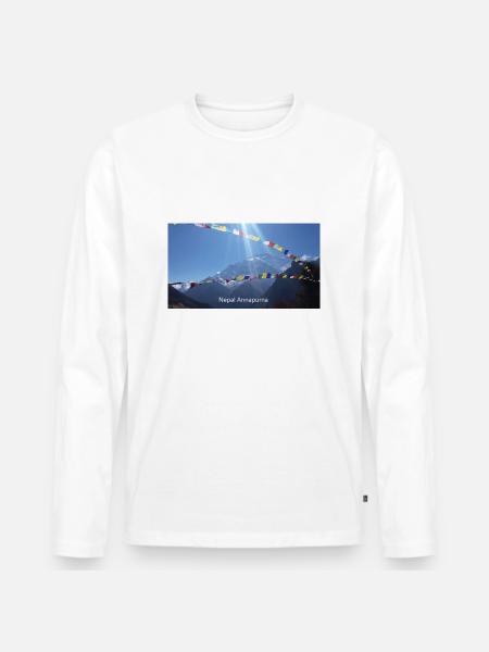 Nepal Annapurna - Männer Premium Bio Langarmshirt - Weiß