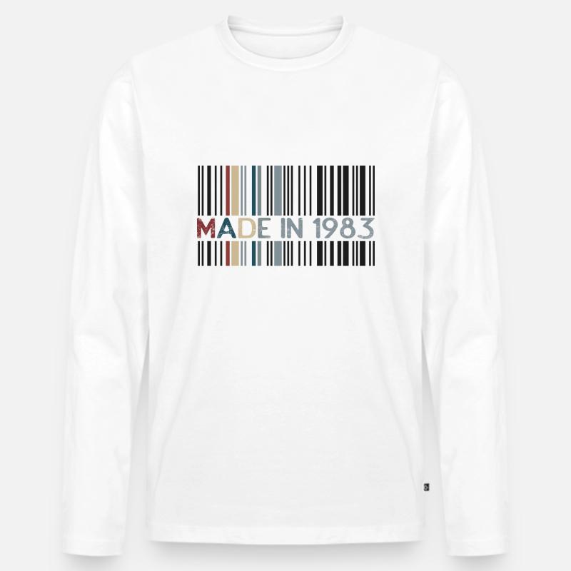 1983 Barcode-Jubiläum - Männer Premium Bio Langarmshirt - Weiß