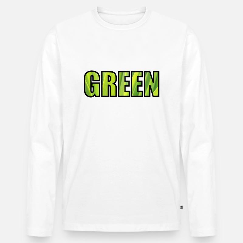 GREEN - Männer Premium Bio Langarmshirt - Weiß