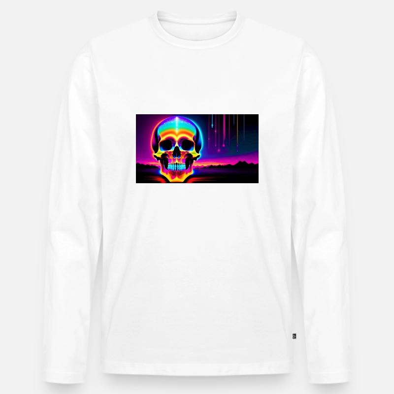 Psy Schädel - Männer Premium Bio Langarmshirt - Weiß