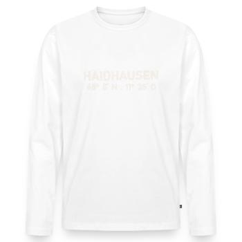 Coordinates Latitude of Haidhausen dear Münch - Men's Premium Organic Long Sleeve Shirt - white - Front - Nico (187cm)