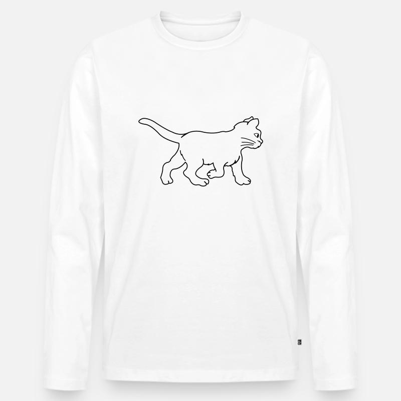 katze - Männer Premium Bio Langarmshirt - Weiß