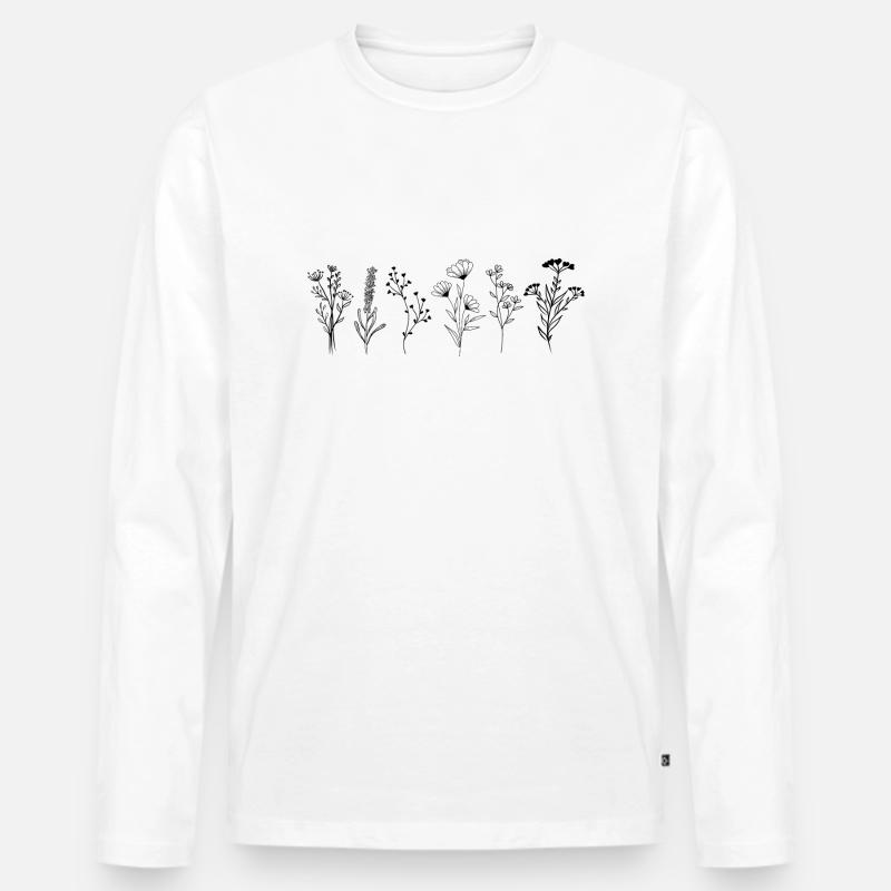 Wildblumen-Strauß - Männer Premium Bio Langarmshirt - Weiß