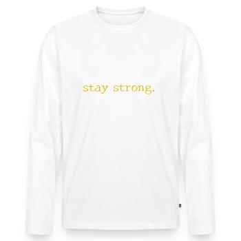 Motivation | stay strong | stark sein - Männer Premium Bio Langarmshirt - Weiß - Vorne - Nico (187cm)