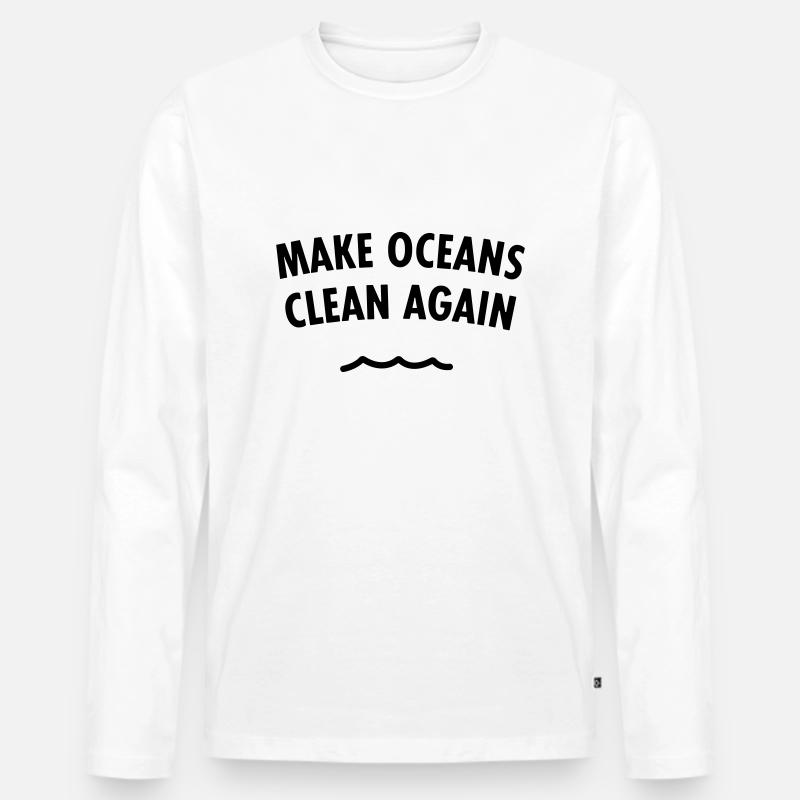 Make Oceans Clean Again - Männer Premium Bio Langarmshirt - Weiß