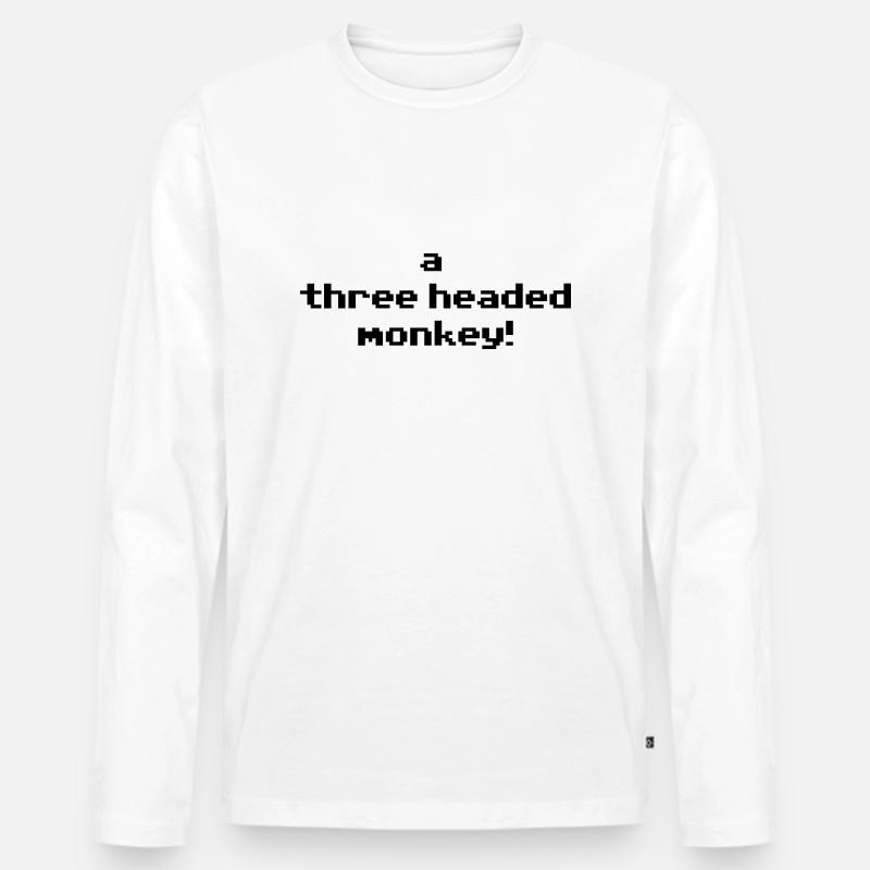 monkey-02 - Männer Premium Bio Langarmshirt - Weiß