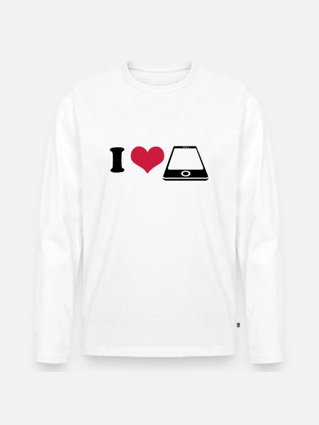 I love Smartphone - Männer Premium Bio Langarmshirt - Weiß