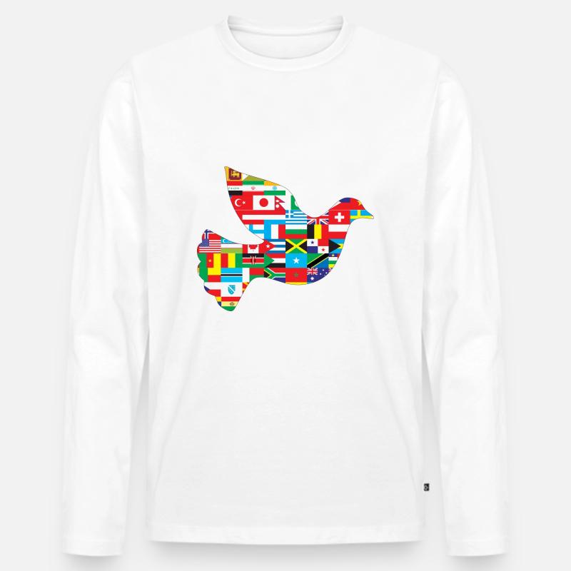Friedenstaube Länder - Männer Premium Bio Langarmshirt - Weiß