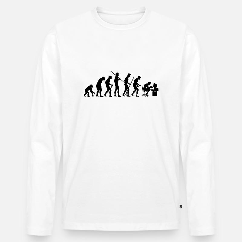 Evolution of Society - Männer Premium Bio Langarmshirt - Weiß