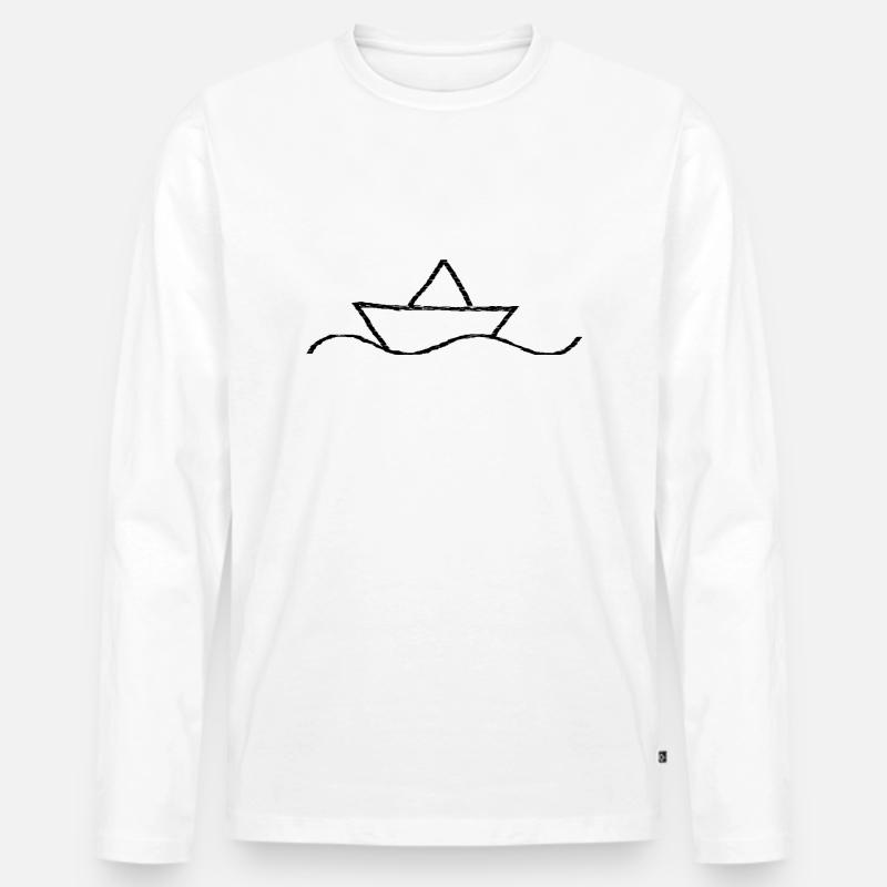 Boot - Männer Premium Bio Langarmshirt - Weiß