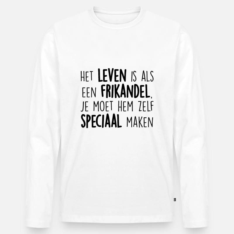 Das Leben als Frikandel - Männer Premium Bio Langarmshirt - Weiß