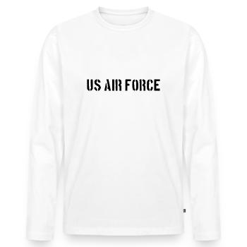 US Air Force - Aircraft Pilot Flugzeug - Luftwaffe - Männer Premium Bio Langarmshirt - Weiß - Vorne - Nico (187cm)