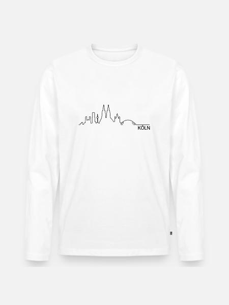 Skyline Köln Linie - Männer Premium Bio Langarmshirt - Weiß