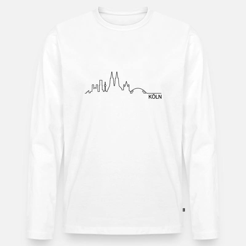 Skyline Köln Linie - Männer Premium Bio Langarmshirt - Weiß