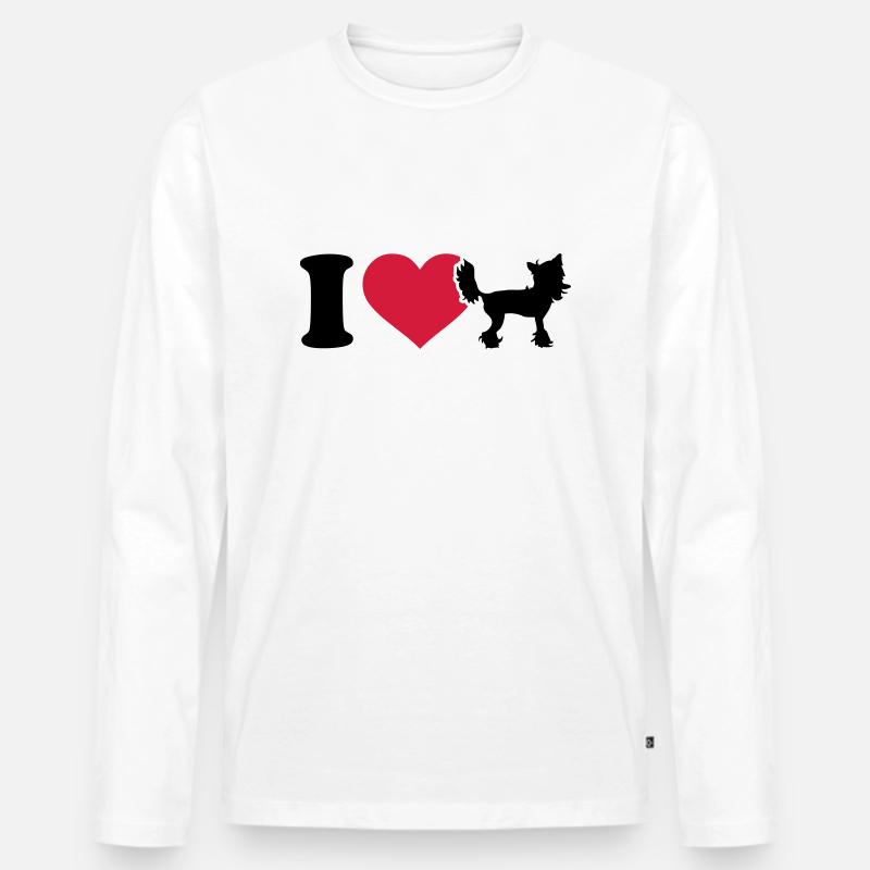 Chinesischer Schopfhund - Männer Premium Bio Langarmshirt - Weiß