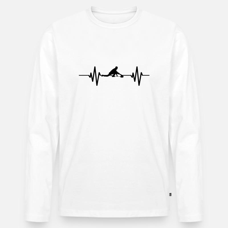 Curling Herzschlag Curling - Männer Premium Bio Langarmshirt - Weiß