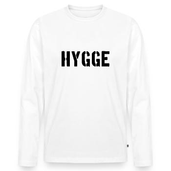 Hygge - Danish tradition - Attitude to life - Nice - Men's Premium Organic Long Sleeve Shirt - white - Front - Nico (187cm)