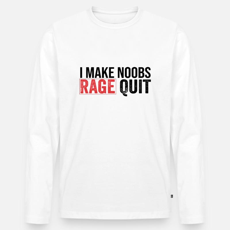 Ich mache Noobs Ragequit - Männer Premium Bio Langarmshirt - Weiß