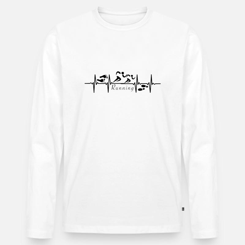 Puls Design Running - Männer Premium Bio Langarmshirt - Weiß