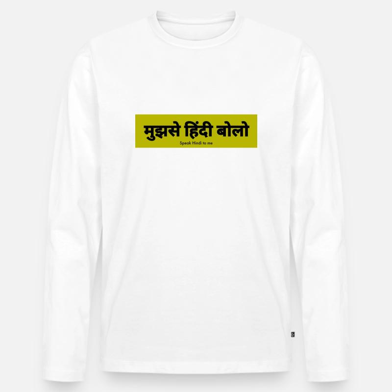 Hindi - Männer Premium Bio Langarmshirt - Weiß