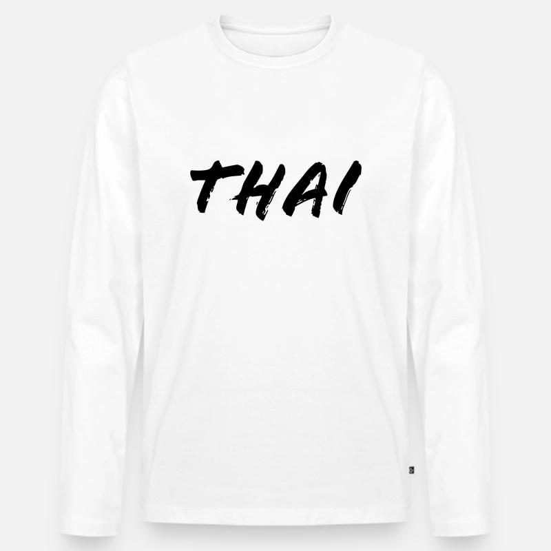 thai - Männer Premium Bio Langarmshirt - Weiß