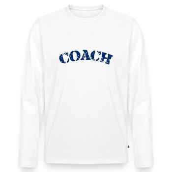 Coach - The best Coach - Der beste Trainer - Men's Premium Organic Long Sleeve Shirt - white - Front - Nico (187cm)