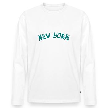 New York - NY - NYC - Manhattan - Brooklyn - USA - Men's Premium Organic Long Sleeve Shirt - white - Front - Nico (187cm)