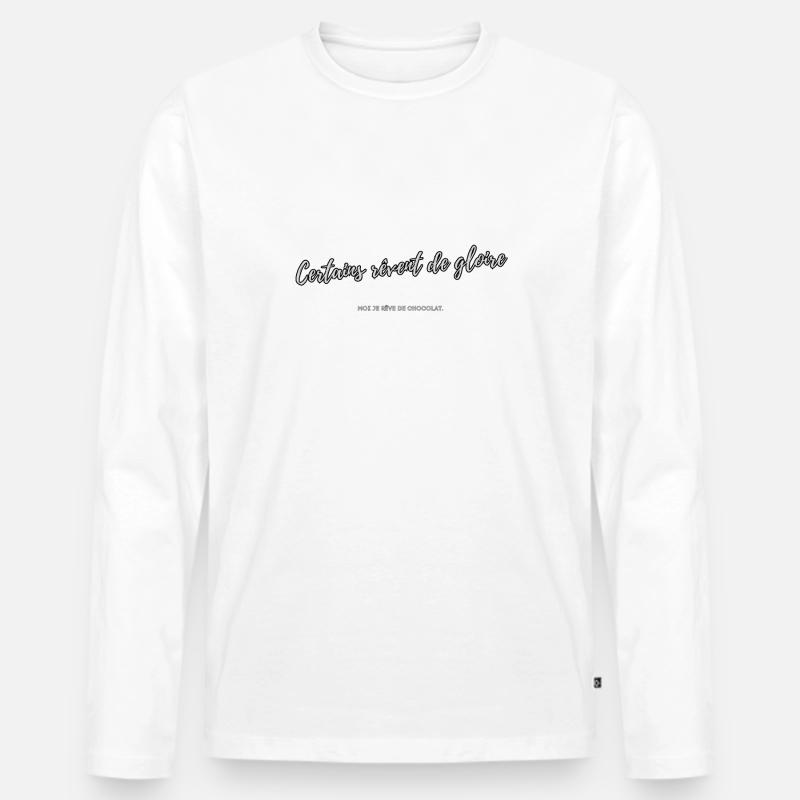 Träumen Sie von Schokolade - Männer Premium Bio Langarmshirt - Weiß