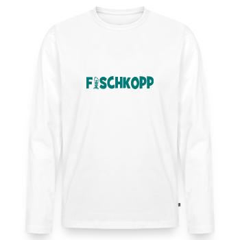 Fischkopp Fisch Fischkopf Küste Angler Fischer - Männer Premium Bio Langarmshirt - Weiß - Vorne - Nico (187cm)