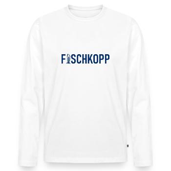Fischkopp Fisch Fischkopf Küste Angler Fischer - Männer Premium Bio Langarmshirt - Weiß - Vorne - Nico (187cm)