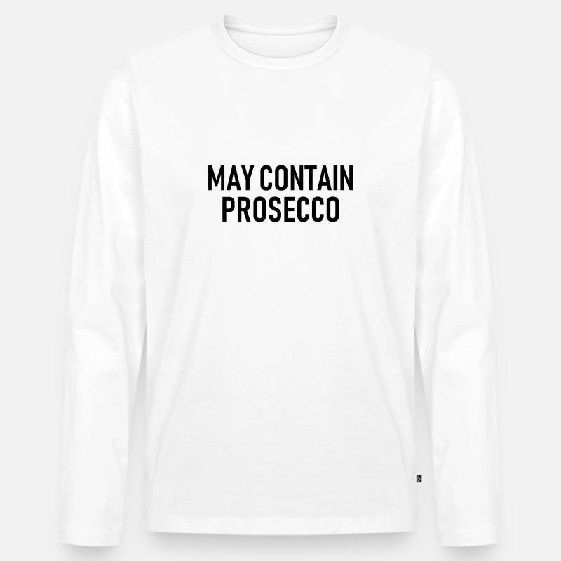 May contain Prosecco - Alkohol - Männer Premium Bio Langarmshirt - Weiß