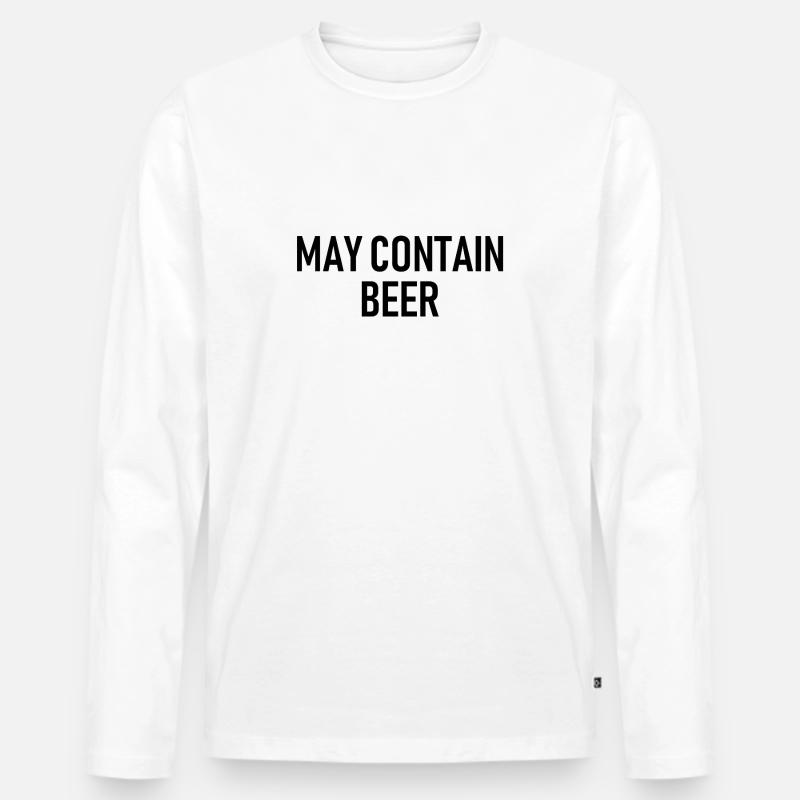 May contain Beer - Alkohol - Bier - Männer Premium Bio Langarmshirt - Weiß