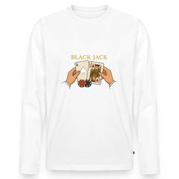 Blackjack – Das Spiel mit der magischen 21 - Männer Premium Bio Langarmshirt - Weiß - Vorne - Nico (187cm)