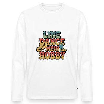 Colorful line dance design with cowboy hat - Men's Premium Organic Long Sleeve Shirt - white - Front - Nico (187cm)