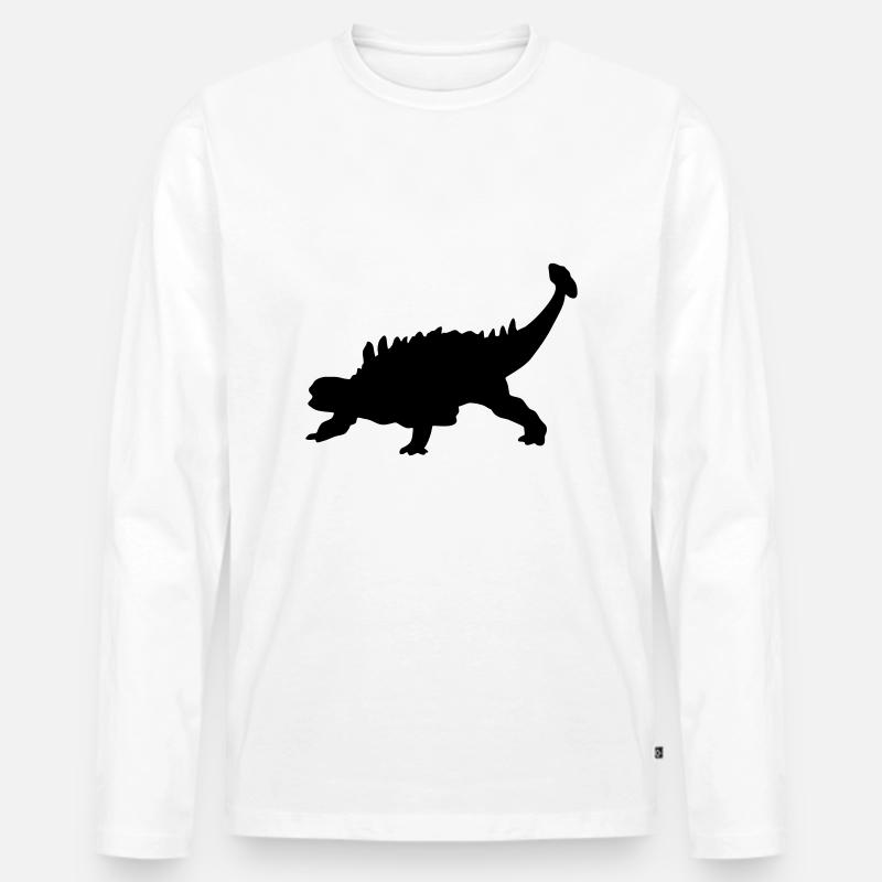 Ankylosaurus dinosaurier silhouette - Männer Premium Bio Langarmshirt - Weiß