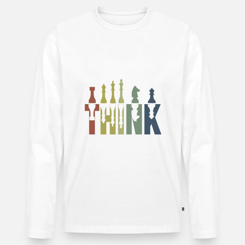 Think Schach König - Männer Premium Bio Langarmshirt - Weiß